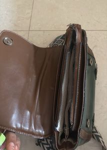 Unique Green &amp; Brown Handbag