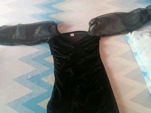 Elegant Black Sheer Sleeve Dress
