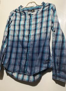 Blue Plaid Button-Up Shirt