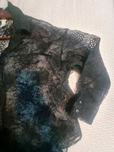 Black Floral Sheer Top
