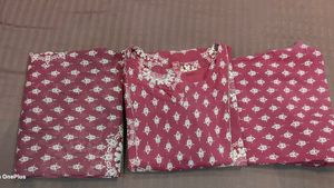 Maroon Printed Kurta Set