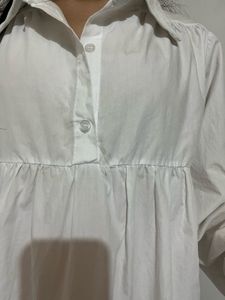 Chic White Tiered Shirt Dress