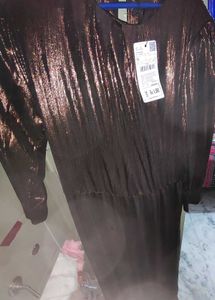 Mango Bronze Metallic Maxi Dress