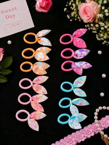 Cute Bunny Ear Hair Ties combo of 12