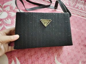 Chic Black Glitter Clutch Bag