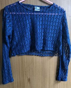 Blue Lace Cropped Top