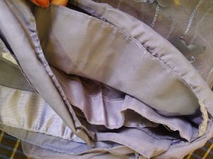 Gray net saree with butterfly patch work.