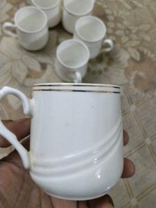 White &amp; Silver Demitasse Cups - Set of 6