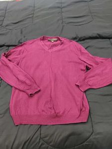 Burgundy V-Neck Knit Sweater