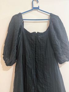 Chic Black Puff Sleeve Maxi Dress