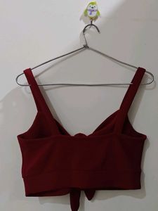 Stylish Red Knot Front Crop Top