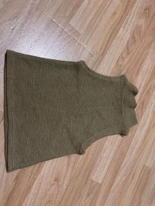 Olive Green Ribbed Turtleneck Top