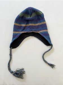 Striped Knit Beanie with Tassels