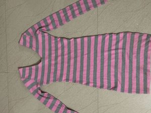 Pink &amp; Grey Striped Long Sleeve Dress