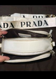 PRADA White Quilted Crossbody Bag