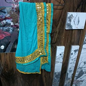 Elegant Teal Dupatta with Gold Sequins