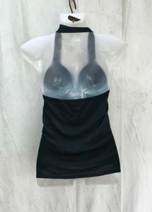 20197. Black Halter Neck Twisted Top
