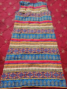 INDIDORI Brand, Multi Coloured Kurti With Beautiful 'chumki' Design On The Neck And Bottom Part.