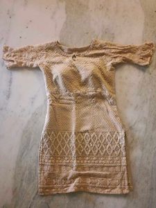 Elegant Beige Lace Kurta