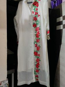 Embroidered White Kurta