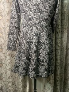 Black &amp; White Floral Print Mini Dress