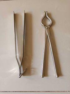 Unused 2 Pieces Stainless Steel Pakkad Tongs