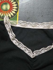 Lace Trim Ruched V-Neck Top