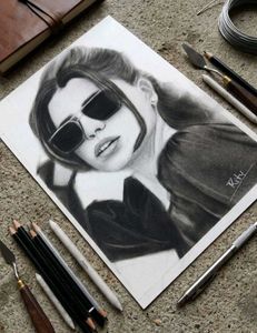 Handmade Charcoal Portrait Drawing
