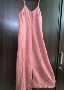 Classy Peach Midi A line Dress