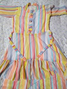 Tiered Striped Midi Gown
