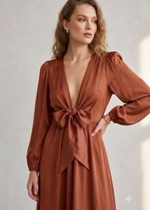 reduced price rust orange front tie up dress