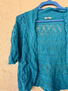 Teal Blue Knit Bolero Cardigan