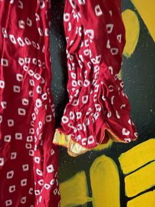 Red Bandhani Print Kurta