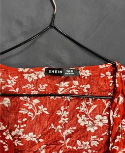 Red Floral Tie-Front Crop Top