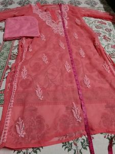 Chikankari kurti (peach colour)