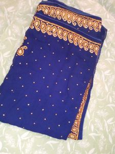 Like new saree Royal Blue Embroidery