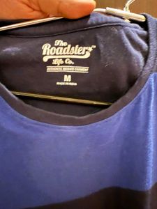 Blue And Black Stripes Full Sleeve Tshirt