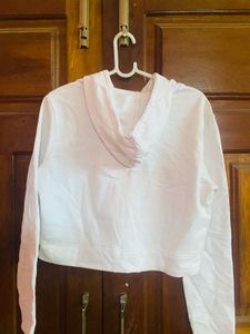 White Cropped Zip-Up Hoodie