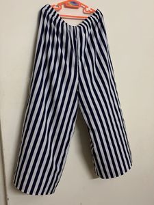 Women’s Regular Fit Blue+White Crepe Trousers