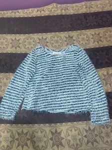Blue and white striped top