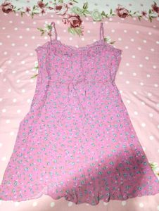 Cute Floral Pink Mini Dress