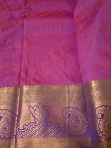 Elegant Pink Silk Saree with Gold Border