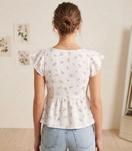 Floral Flutter Sleeve Top