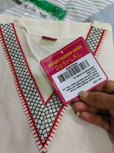 Gosriki Designer Kurta Set Cream