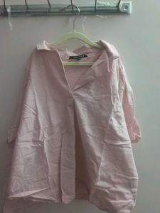 Chic Pink Collared Blouse