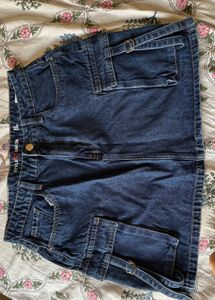 Denim Cargo Highrise Skirt