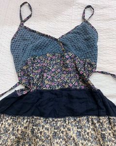 Boho Floral Patchwork Mini Dress
