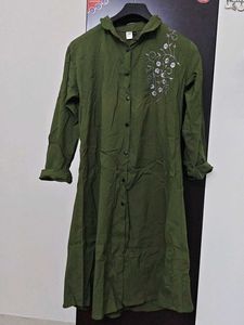 Stylish Olive Green Embroidered Kurta