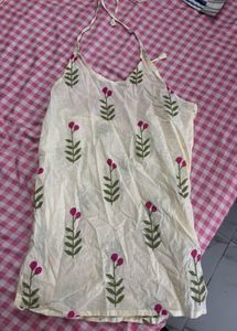 Cream Kurta with Floral Print
