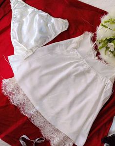 Lace Trimmed Satin Pajama Set